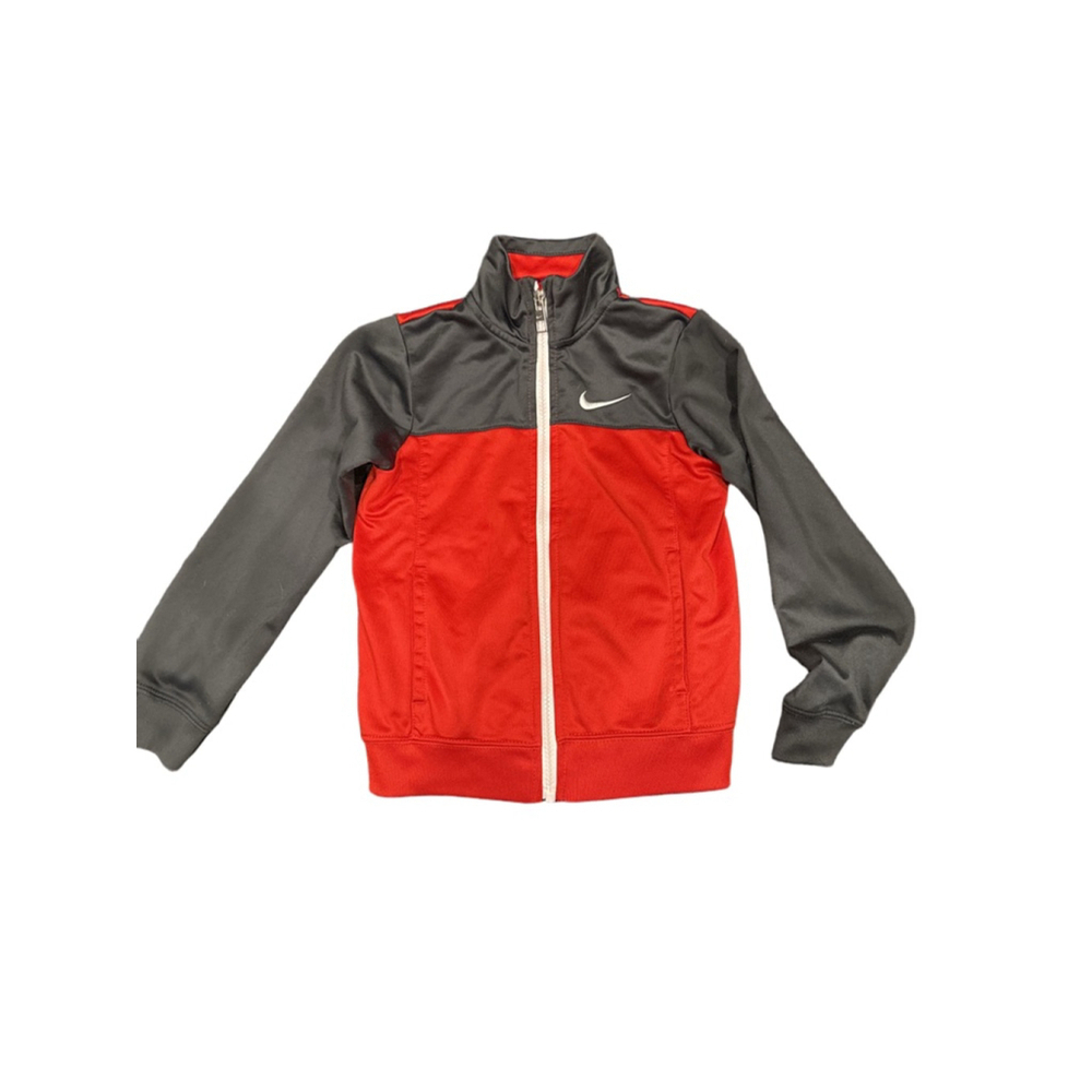 Nike Boys Full-Zip Track Jacket Red Gray Polyester Size 5/S 4–5Y
